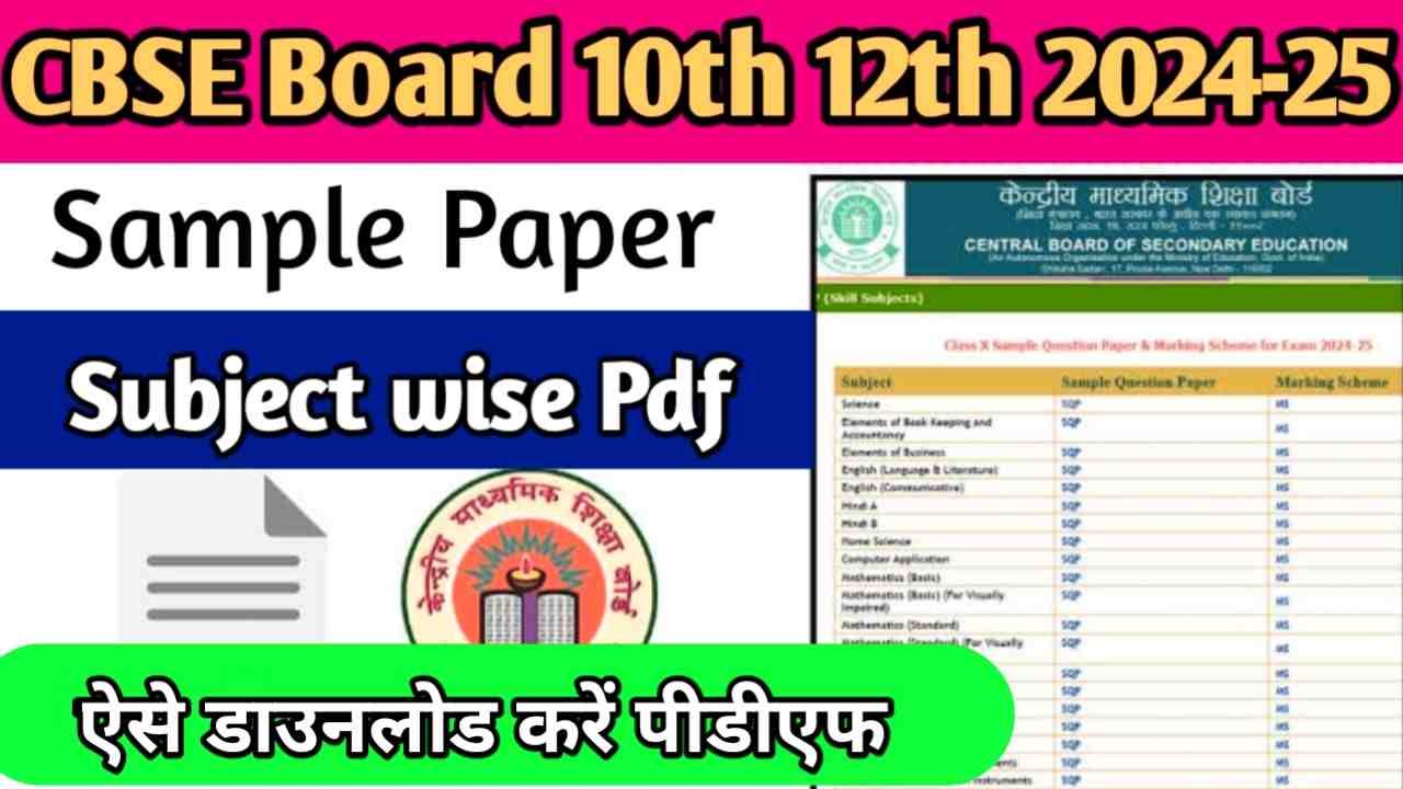 CBSE Board 10th And 12th Sample Paper 2024-25